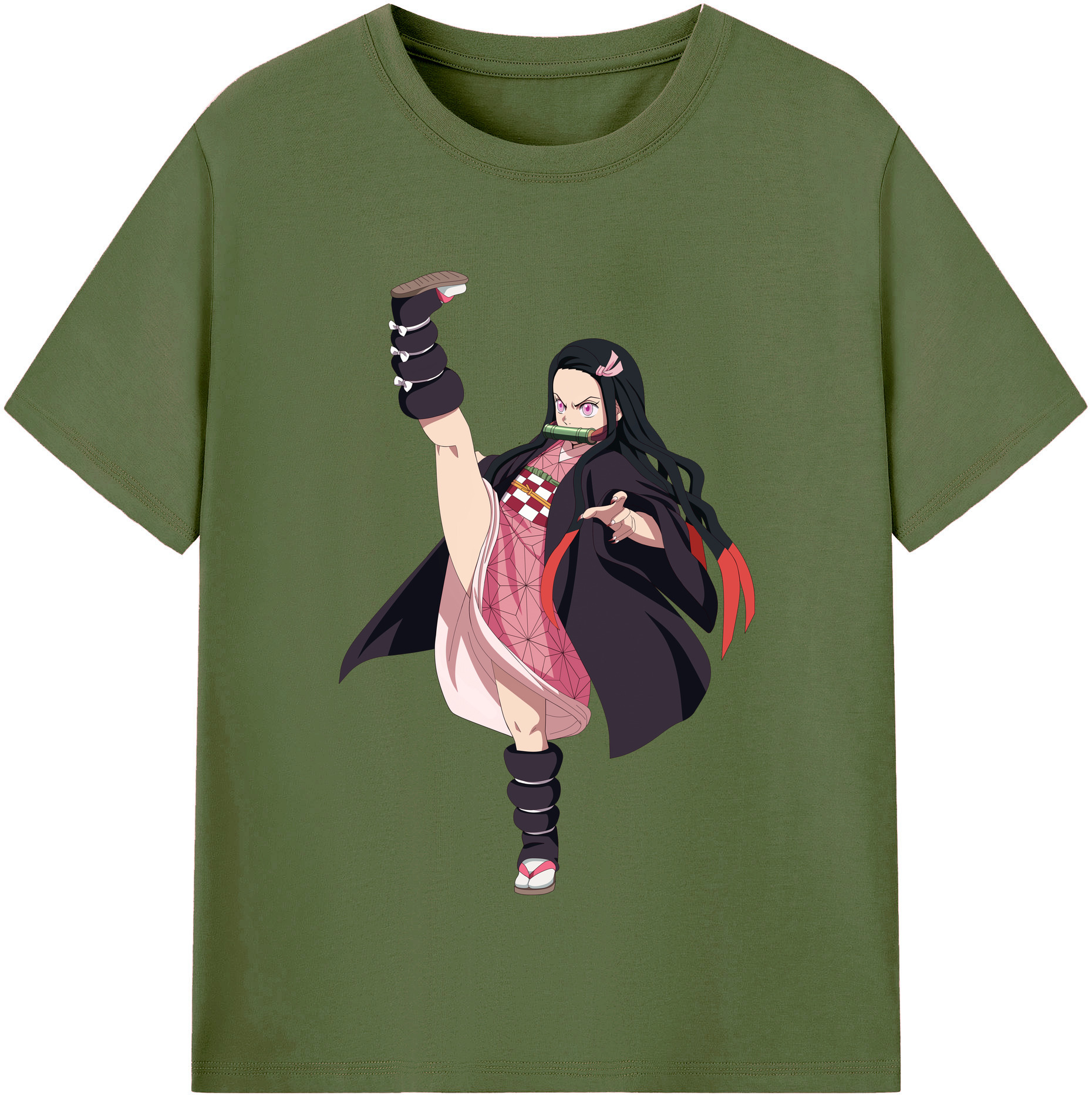 （画像用） 鬼滅の刃（きめつのやいば）竈門 禰󠄀豆子／かまど ねずこ Kamado Nezuko 綿100％半袖Tシャツ（フロントプリント）